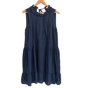 Anthropologie Sunday Best Navy Blue Sleeveless Ruffled Mini Dress